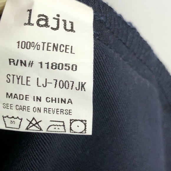 𝅺Laju Los Angeles Anthropologie navy blue open closure duster jacket - Picture 7 of 9